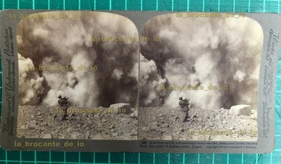 Underwood USA Stereo Fotokarte / Vulkanausbruch Asama Yama Japan 1904