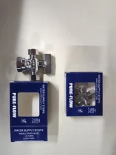 2 PCS 1/4-Turn Dual Compression Angle Stop Valve, 1/2" FIP x 3/8" x3/8" NEW