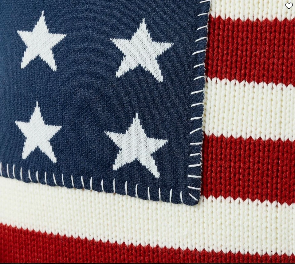 American Flag Knit Pillow Cover – 24” Square, Patriotic Stars Stripes July 4th - Image 2 of 3