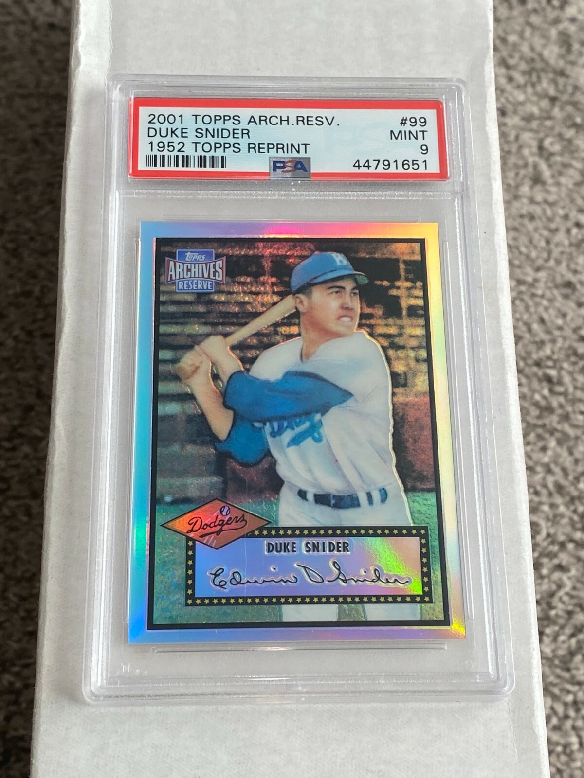 2001 Topps Archives Reserve 1952 Reprint #99 - DUKE SNIDER - PSA 9 Mint ...