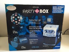 Craig CPB-554 Party in a Box Karaoke Machine CD G Disco Light Bubble Machine New