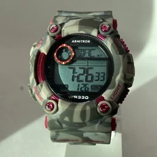 Armitron Women's Camouflage Digital Watch 46mm Round Multifunction New Battery!