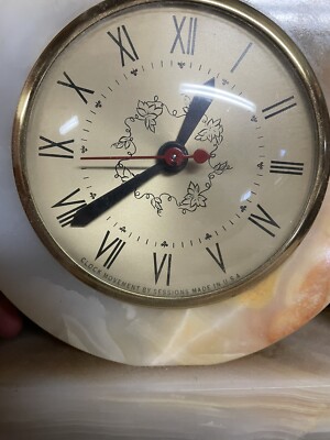 Rare Antique Sessions Marble Mantle Table Clock Art Deco Decor MCM