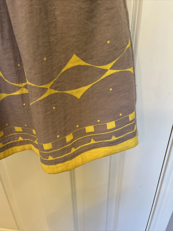 Esley Sz S подходит Расклешенный платье без рукавов хлопковая смесь серый желтый карманы собранными в Рюш - Изображение 2 из 4