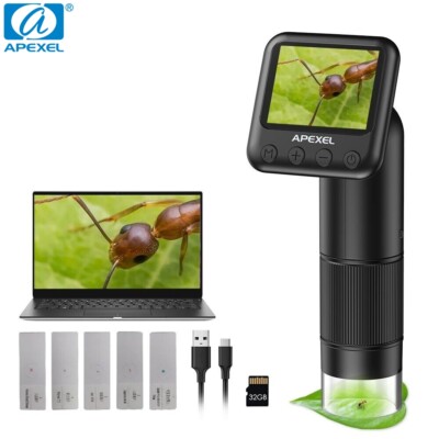 APEXEL 800X Handheld DigitalMicroscope 2 LCD Screen Adjustable Light+SD Card USB