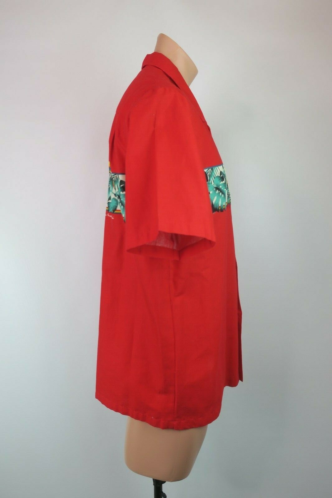 Red Vintage Tom Selleck Magnum P.I. Hawaiian Toucan PARADISE FOUND Button Up L