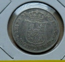 Spain coin 1864 - 40 centimos de escudo silver (a)