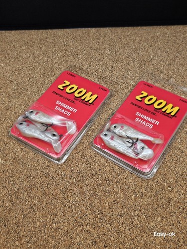 2 Pack -Zoom Shimmer Shad / Pre- Rigged 3-Pack / 1.5" Pearl Iridescent / 8162403 - Picture 6 of 8