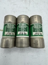 Lot of 3 Littelfuse JTD50 Power-Pro Time-Delay Fuse, Class J, 50A 600VAC
