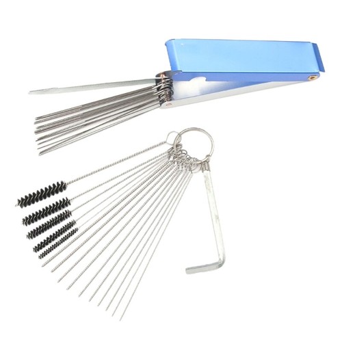 Carburettor Cleaning Kit with 16PCS Set and Aluminum Box 10 Cleaning Wires Kit - Afbeelding 3 van 6