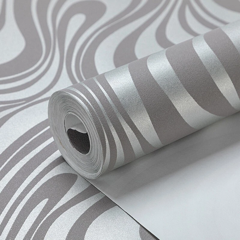 3D Abstract Curve Damask Wallpaper Shimmer Textured for LivingRoom Bedroom 6Roll - Image 3 of 4