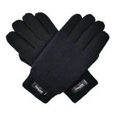 BRUCERIVER Men Wool Knit Gloves with Thinsulate Lining and Elastic Rib Cuff Top