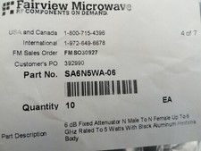 Lot of 10 Fairview Microwave SA6N5WA-06