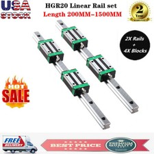 2PCS HGR20 200mm-2200mm Linear Guide Rail 4PCS HGH20CA Slider Block For CNC US