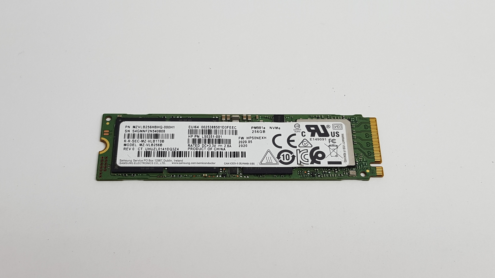 Samsung Pm981a Nvme Samsung MZ-VLB256B PM981a 256 GB
