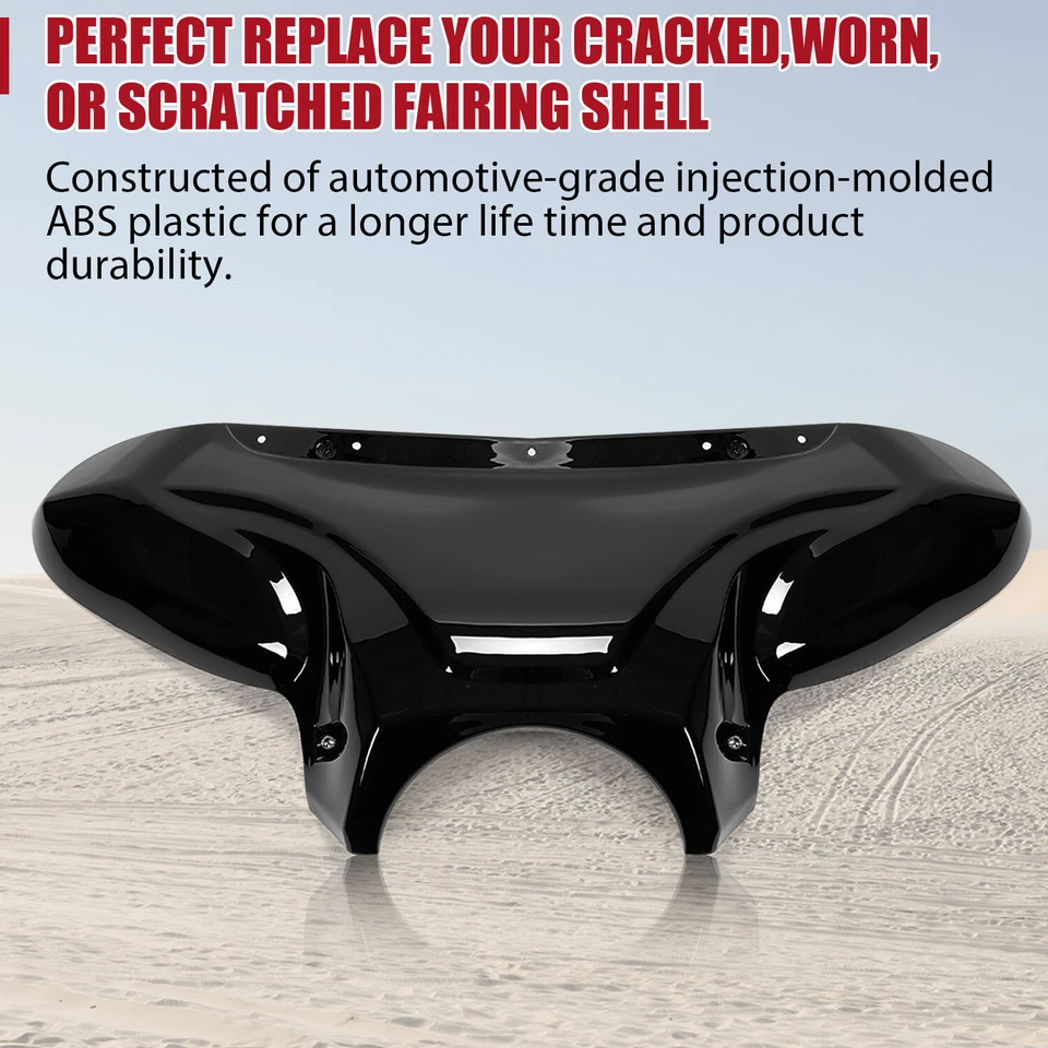 Motorcycle Front Fairing Batwing Windshield w/Bracket For Harley Dyna Yamaha - Image 3 of 4