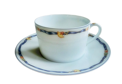 Edle XXL-Tasse mit Untertasse Ruban Bleu Bernardaud Limoges France 6,5 x 10 cm
