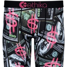 ETHIKA MENS STAPLE UNDERWEAR BOXER PRINTING MONEY BLACK