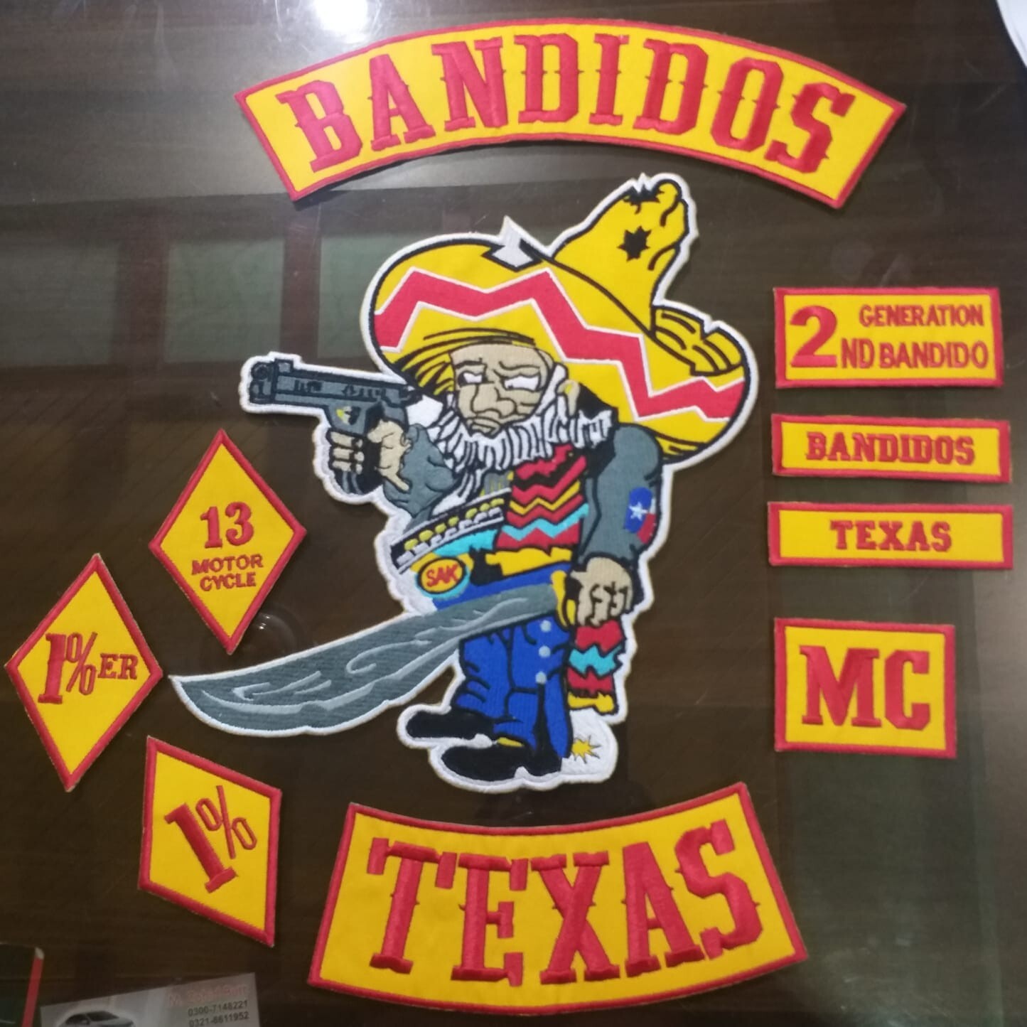 Bandidos Texas Iron On Patch CM 30 FREE SHIPPING,
