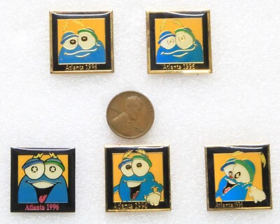 1996 ATLANTA OLYMPICS 5 IZZY Mascot Pins! The 3 FACES of IZZY (A53)