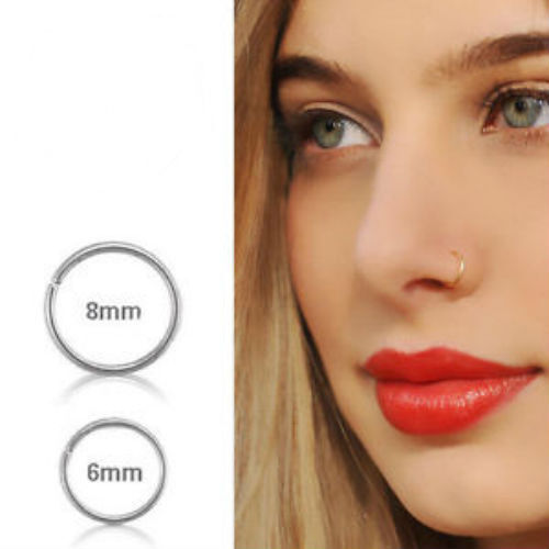 Regenbogen Titan eloxierter Edelstahl Nasenring Hoop 8 mm 20 g - Bild 3 von 5