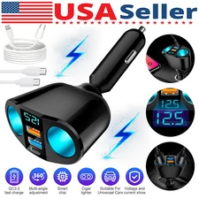Outlet 12V Dual USB Car Cigarette Lighter Socket Splitter Power Adapter Charger