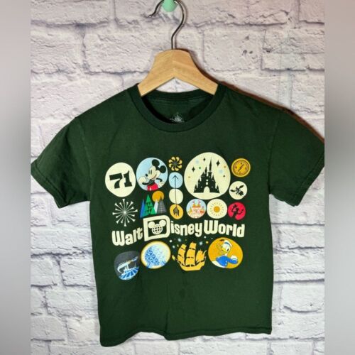 Walt Disney World Kids T Shirt Mickey Mouse Short Sleeve Dark Green boys girls M