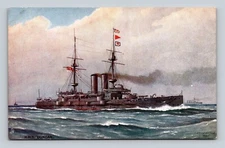 Vintage Tuck Oilette Postcard H.M.S. Duncan First Class  Barbette Ship