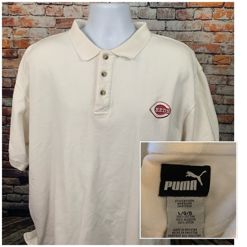 Vintage Puma Cincinnati Reds White Polo 