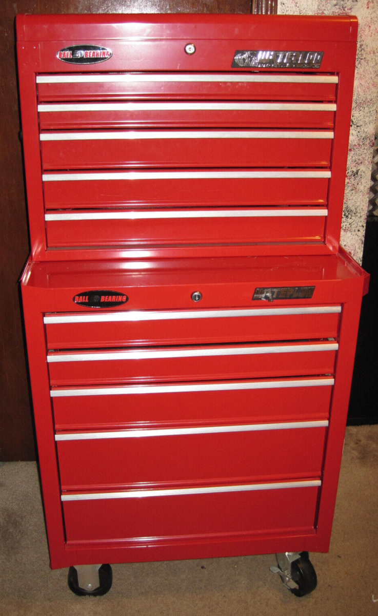 WATERLOO ヴィンテージ ローボード Waterloo Rolling Wheeled Tool Cart Box 10 Drawers Very Good Used
