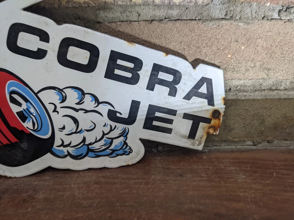 VINTAGE FORD COBRA JET DEALER PORCELAIN DEALERSHIP SIGN 12" X 9" - Image 4 of 4