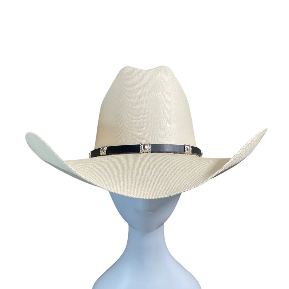 Lone Star White Western Cowboy Hat With Black Band & Silver  display picture 2