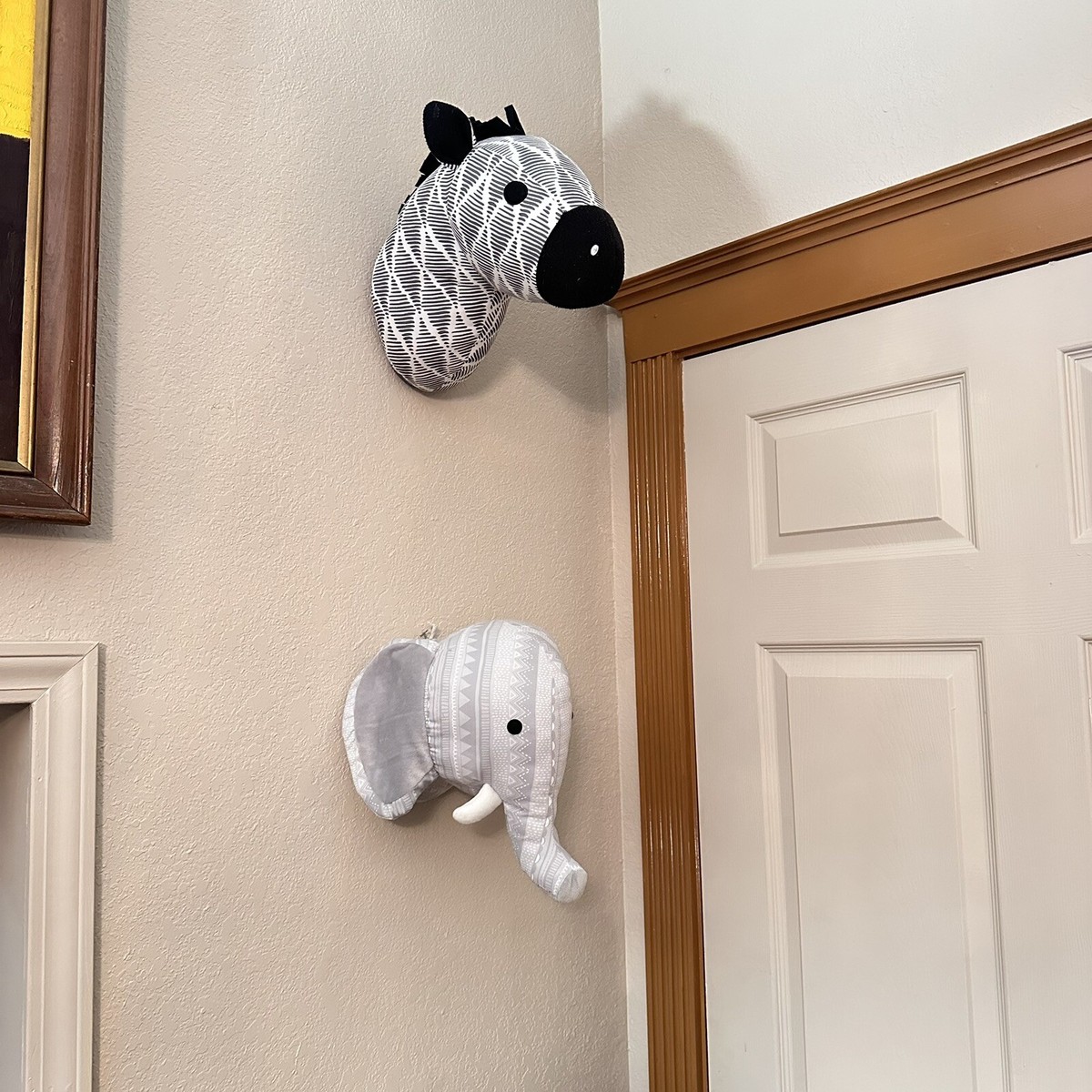 Nojo Zebra Elephant Head Wall Decor Nursery Fabric Plush Faux