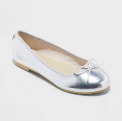 Cat Jack Girl's Sz 13 Ballet Flats Silver Diana Shoes Slip-On