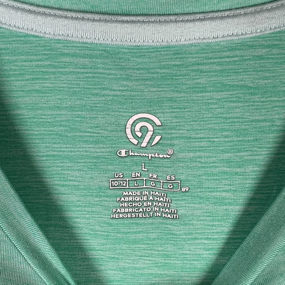 Champion Running Athletic Shirt Top Girls Size YL Large 10-12 Sea Green - Image 3 of 4