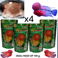 Okiko Cichlid Flowerhorn Fish Food Calcium Head Faster Floating 4 M Pellet 100g.
