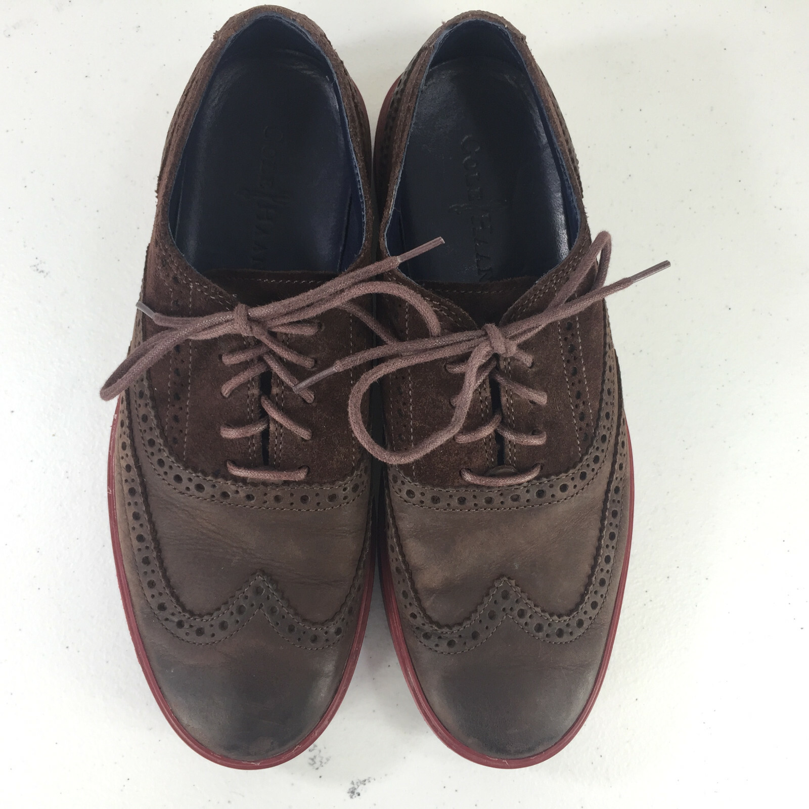 SAOLA Oxford a coda di rondine Cole Haan uomo 8 M pelle marrone suole gomma classiche ottime