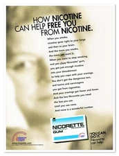 Nicorette Gum American Cancer Society Vintage 1997 Full-Page Magazine Ad