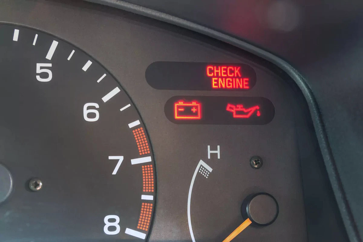 An illuminated Check Engine light.
