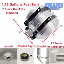 New Gas Tank Fuel Tank Center Fill 1.75 Gallon 8" x8" Round Aluminum 1/4 NPT Out