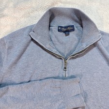 Brooks Brothers Mens Blue Supima Cotton 1/4 Zip Pullover Sweater Size L