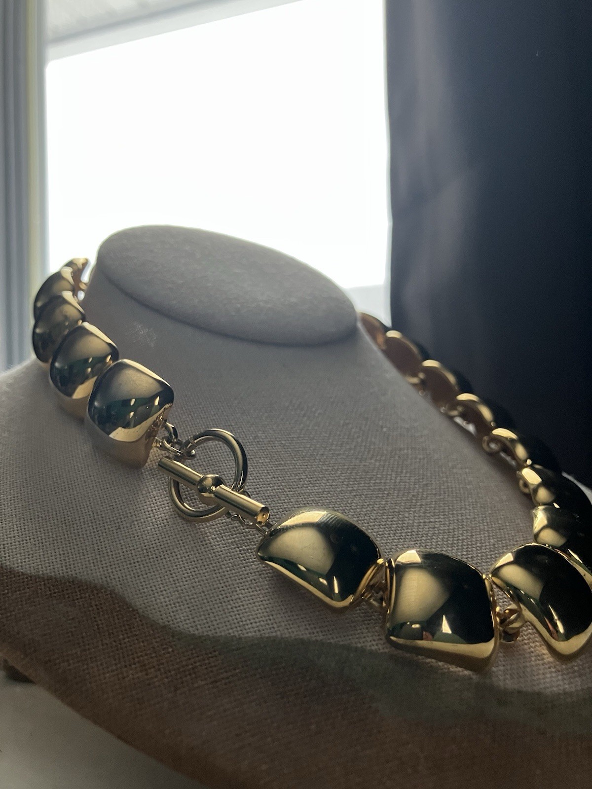 Vintage Square Link Statement Collar Necklace Tog… - image 2