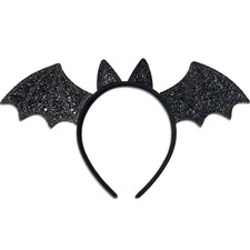 Glitter Black Bat Headband for Women Halloween Costume Cosplay Accessory