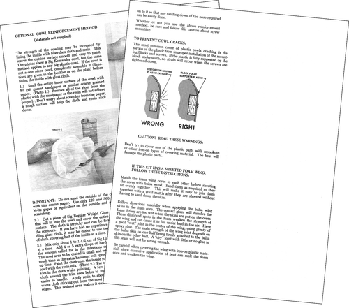 SIG Piper CUB J-3 Kit INSTRUCTION BOOKLET for 72" RC Model Airplane - Picture 3 of 4
