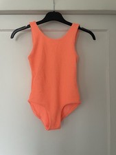 Arket girls seersucker fluro orange swimsuit. 6-8years New with tags