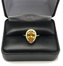 925 Sterling Silver Yellow Citrine Zirconia Ladies Ring Size 8 Or 9