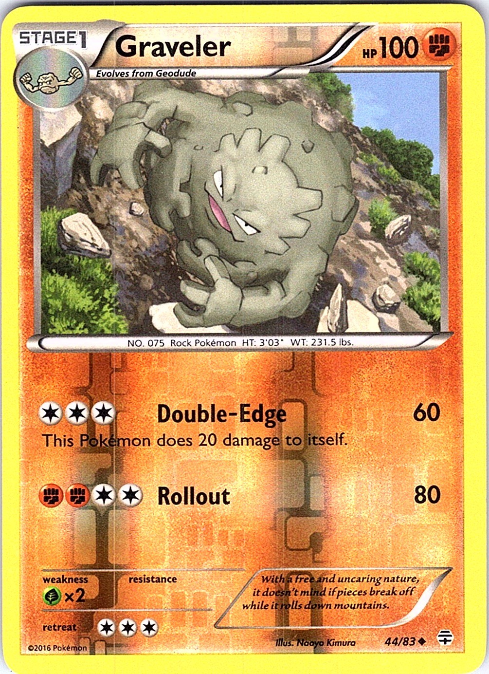 Graveler Reverse Holo Uncommon XY - Flashfire 46/106 NM