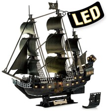 LED 3D Puzzles UPGRADE Queen Anne's Revenge Pirate Ship Model Kits for