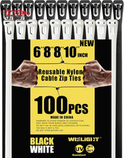 Reusable Zip Ties Self-Locking Plastic Wire Ties Electrical Cable Ties 120 Lbs T