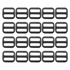 Plastic Slide Buckle 1 Inch 25mm , 20 Pack Rectangle Tri-Glide Sliders, Black